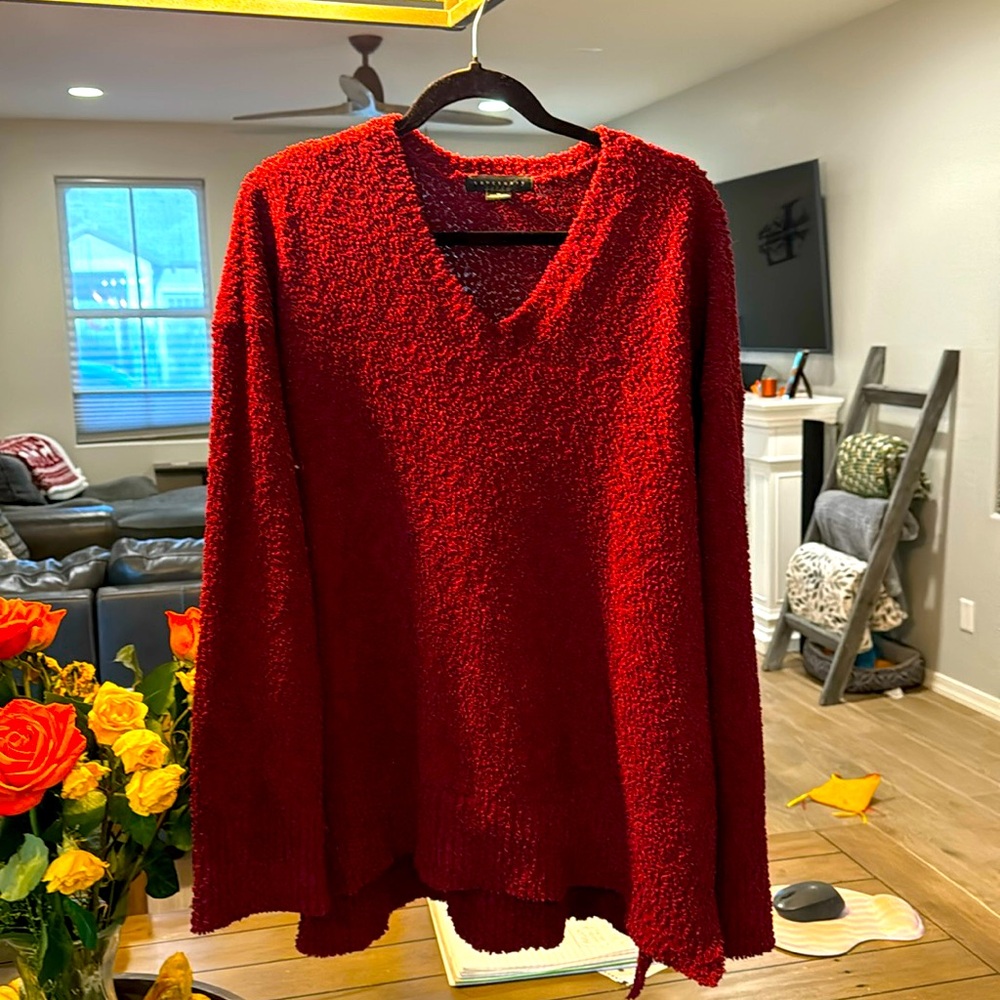 Sanctuary, deep red teddy bear sweater size XL￼